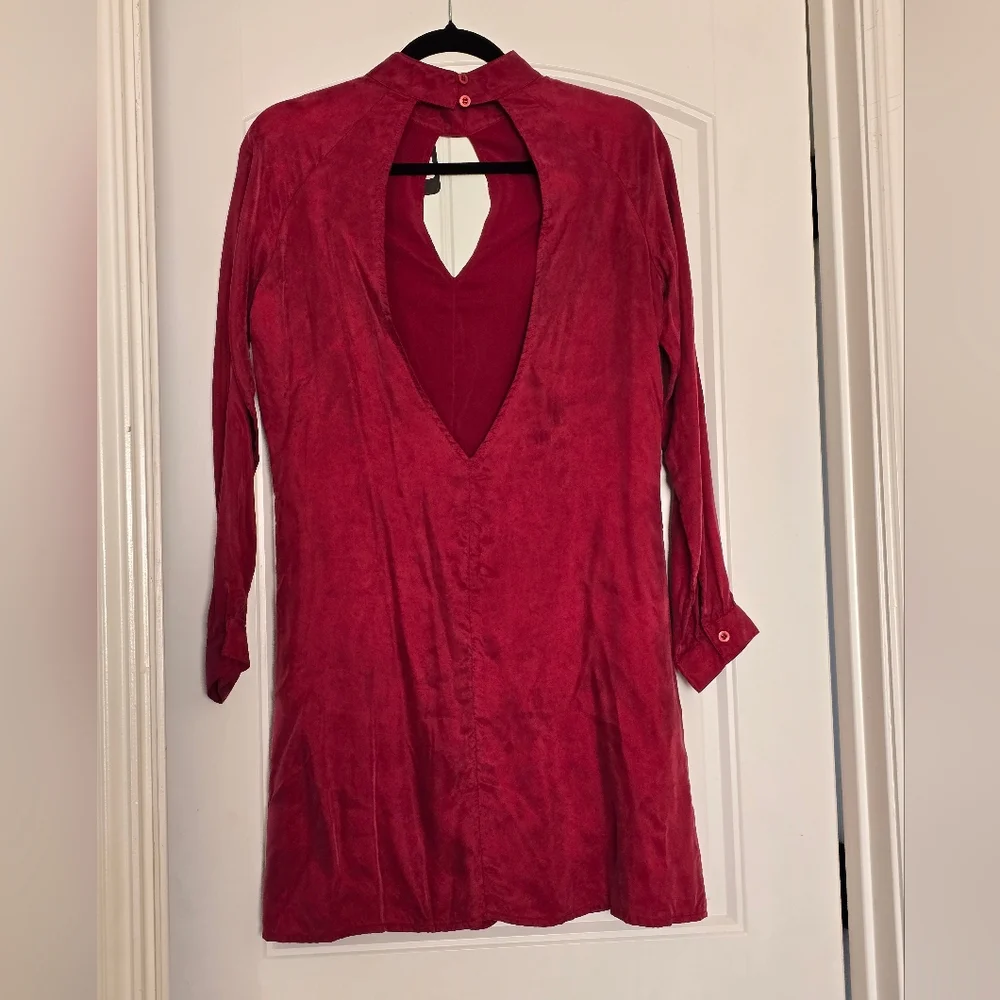 NWT Revolve Blaque Label Maroon Keyhole Mini Dress Small Mock Neck Long Sleeve - Picture 13 of 13